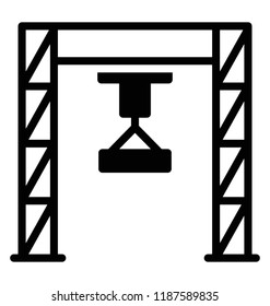 A gantry crane with the loading boxes used for lifting goods 