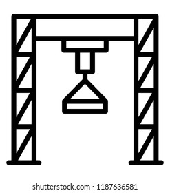 A gantry crane with the loading boxes used for lifting goods 