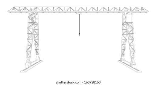 Gantry crane. Wire-frame. Vector EPS10 format. Vector rendering of 3d