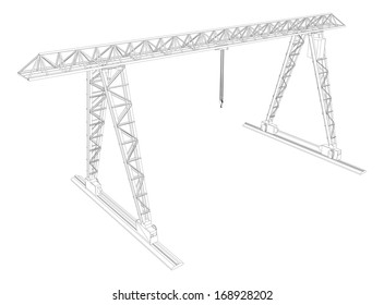 Gantry crane. Wire-frame. Vector EPS10 format. Vector rendering of 3d
