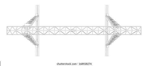 Gantry crane. Wire-frame. Vector EPS10 format. Vector rendering of 3d
