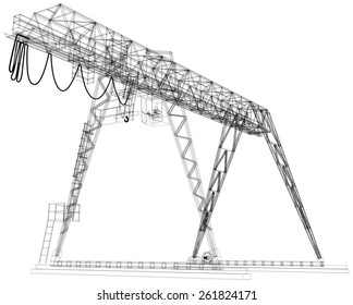 Gantry crane. Wire-frame. Vector EPS10 format. Vector rendering of 3d