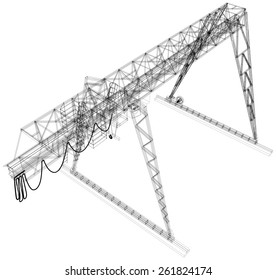 Gantry crane. Wire-frame. Vector EPS10 format. Vector rendering of 3d