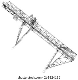 Gantry crane. Wire-frame. Vector EPS10 format. Vector rendering of 3d