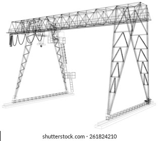 Gantry crane. Wire-frame. Vector EPS10 format. Vector rendering of 3d