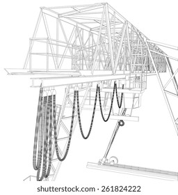 Gantry crane. Wire-frame. Vector EPS10 format. Vector rendering of 3d