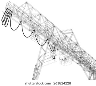 Gantry crane. Wire-frame. Vector EPS10 format. Vector rendering of 3d
