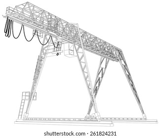 Gantry crane. Wire-frame. Vector EPS10 format. Vector rendering of 3d