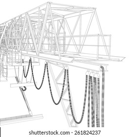 Gantry crane. Wire-frame. Vector EPS10 format. Vector rendering of 3d