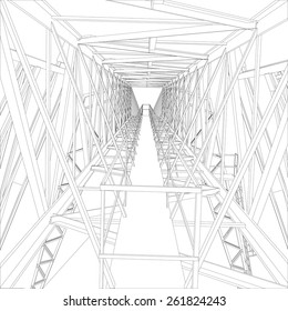 Gantry crane. Wire-frame. Vector EPS10 format. Vector rendering of 3d