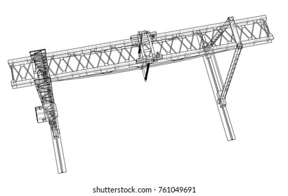 Gantry crane. Wire-frame. Vector EPS10 format. Vector rendering of 3d