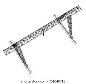 Gantry crane. Wire-frame. Vector EPS10 format. Vector rendering of 3d