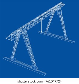 Gantry crane. Wire-frame. Vector EPS10 format. Vector rendering of 3d