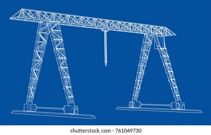 Gantry crane. Wire-frame. Vector EPS10 format. Vector rendering of 3d