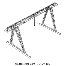 Gantry crane. Wire-frame. Vector EPS10 format. Vector rendering of 3d