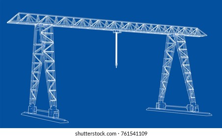 Gantry crane. Wire-frame. Vector EPS10 format. Vector rendering of 3d