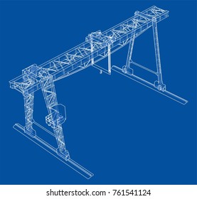 Gantry crane. Wire-frame. Vector EPS10 format. Vector rendering of 3d
