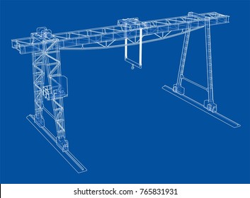 Gantry crane. Wire-frame. Vector EPS10 format. Vector rendering of 3d