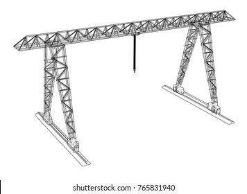 Gantry crane. Wire-frame. Vector EPS10 format. Vector rendering of 3d