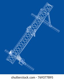 Gantry crane. Wire-frame. Vector EPS10 format. Vector rendering of 3d