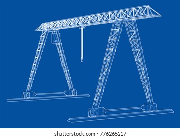 Gantry crane. Wire-frame. Vector EPS10 format. Vector rendering of 3d