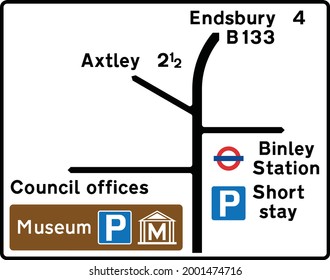 Gantry Mounted Signs on All‑Purpose Roads, Map‑Type Advance Direction Signs, Road signs in the United Kingdom