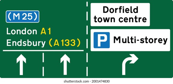 Gantry Mounted Signs on All‑Purpose Roads, Map‑Type Advance Direction Signs, Road signs in the United Kingdom