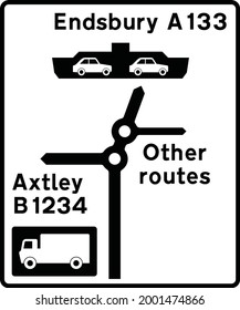 Gantry Mounted Signs on All‑Purpose Roads, Map‑Type Advance Direction Signs, Road signs in the United Kingdom