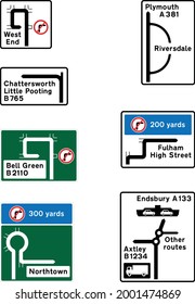 Gantry Mounted Signs on All‑Purpose Roads, Map‑Type Advance Direction Signs, Road signs in the United Kingdom