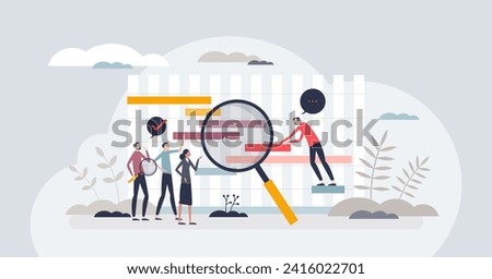 Gantt chart as effective time management framework tiny person concept. Business process schedule with timeline and workflow representation vector illustration. Progress planning and monitoring.