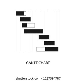 Gantt Chart Flat Logo, Project Management Vector Icon.