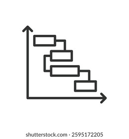 Gantt Chart, icon in line design. Gantt chart, project management, timeline, scheduling, task tracking, project planning, milestones on white background vector. Gantt chart, editable stroke icon