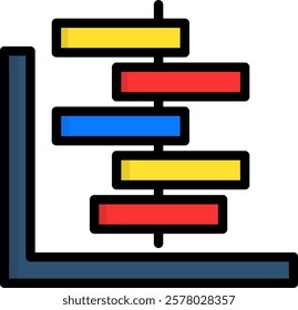 Gantt Chart Icon Lineal Color Vector Illustration