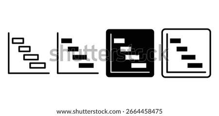 Gantt Chart Icons Black and White Project Management Visualizations Vector Design