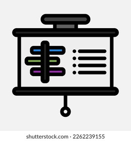 Gantt chart presentation icon in filled line style, use for website mobile app presentation
