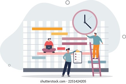 Gantt chart as project schedule for time management.Timeline with work tasks flow and effective graph planning.flat vector illustration.