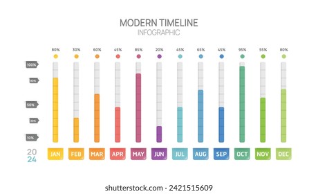 Gantt chart timeline infographic template. Modern milestone element timeline diagram calendar and 4 quarter topics, vector infographics.