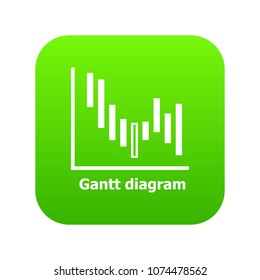 Gantt diagram icon green vector isolated on white background