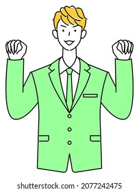 Gao! A cute guy in a suit posing with. illustration vector