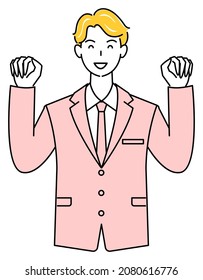 Gao! A cute guy in a suit posing with. illustration vector