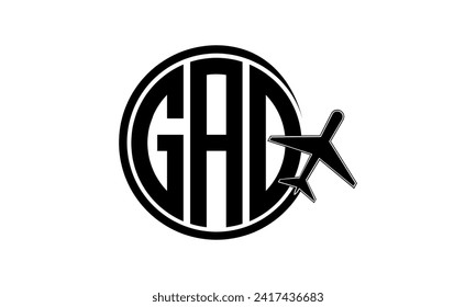 Vector de diseño del logotipo del círculo de la agencia de viajes y la visita guiada inicial de la GAO. hajj Umrah agencia, abstract, agencia de turismo, guía turística, emiratos, aerolíneas, vuelo en avión, negocios, monograma, marca, empresa