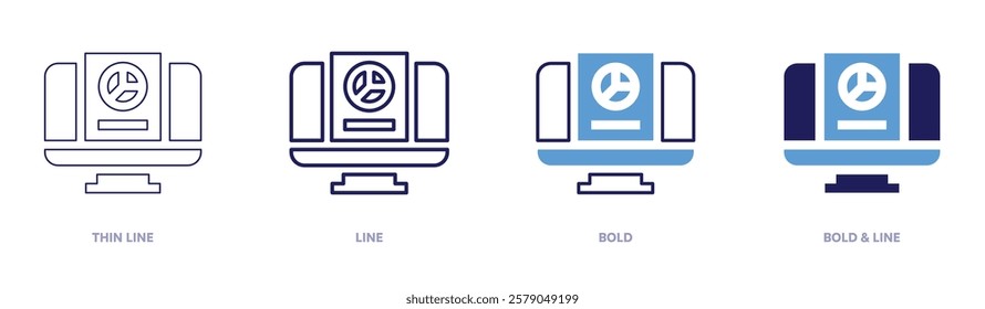 Gap analysis icon in 4 different styles. Thin Line, Line, Bold, and Bold Line. Duotone style. Editable stroke.