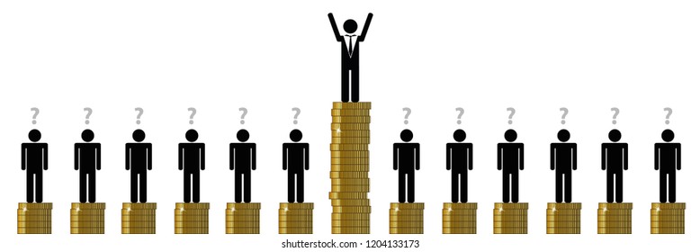 gap between one rich and many poor persons finance pictogram vector illustration EPS10