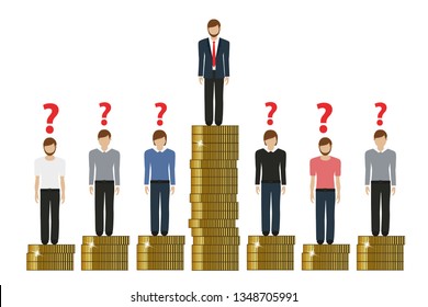 gap between rich and poor work finance concept with coins vector illustration EPS10