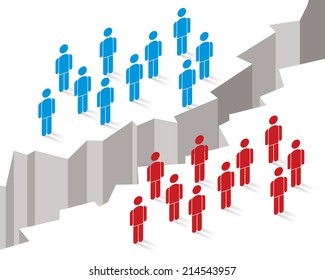 gap or chasm separates two different groups of people 