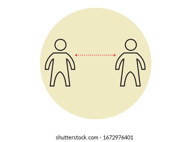 Gap or Distance between two persons. Social Distancing concept. Editable Clip Art. 