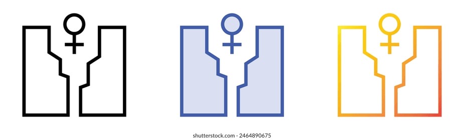 Lückensymbol. Lineares, blaues Füllungs- und Verlaufsstil-Design auf weißem Hintergrund