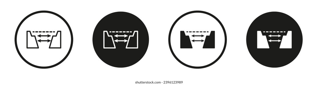 Gap icon set. crack gap vector symbol in black filled and outlined