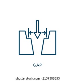 gap icon. Thin linear gap outline icon isolated on white background. Line vector gap sign, symbol for web and mobile