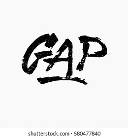Gap. Ink hand lettering. Modern brush calligraphy. Handwritten phrase. Inspiration graphic design typography element. Rough simple vector sign.